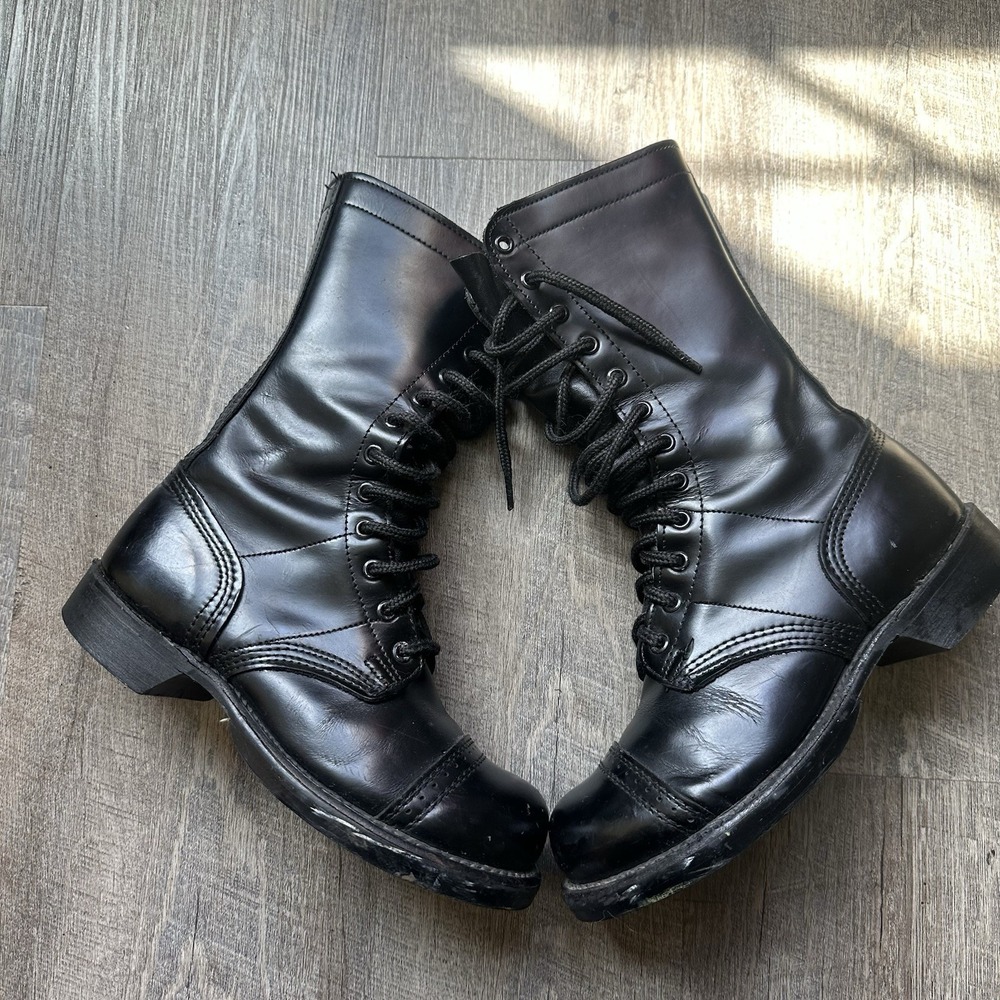CORCORAN 1515 MILITARY USA BLACK LEATHER LACE UP ENGINEER BOSS ARMY BOOTS 7.5 Sz